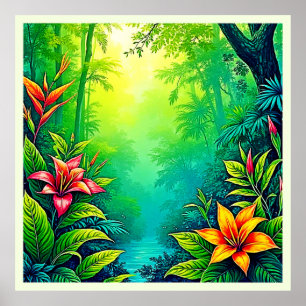 Lush Tropical Jungle Oasis Design Poster