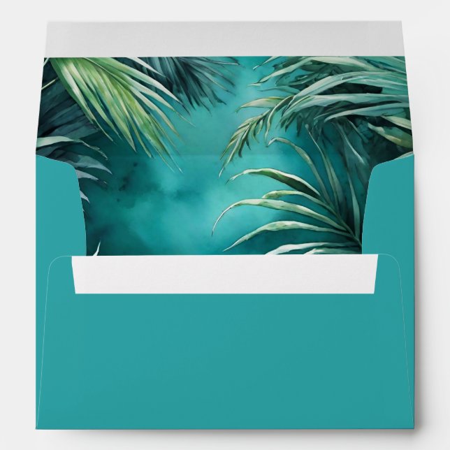 Lush Tropical Jungle Watercolor Greenery Envelope (Back (Bottom))