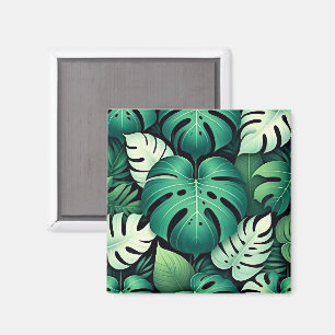 Lush tropical leaves magnet