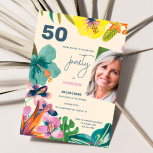 Lush Tropical Luau Floral Summer Birthday Party Invitation