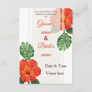 Lush Tropical Monstera & Hibiscus Wedding Invite