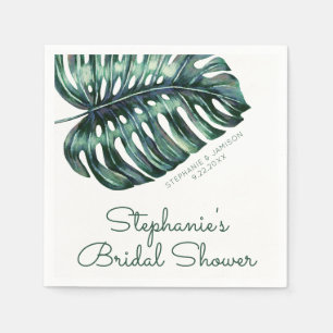 Lush Tropical Monstera Leaf Greenery Napkin