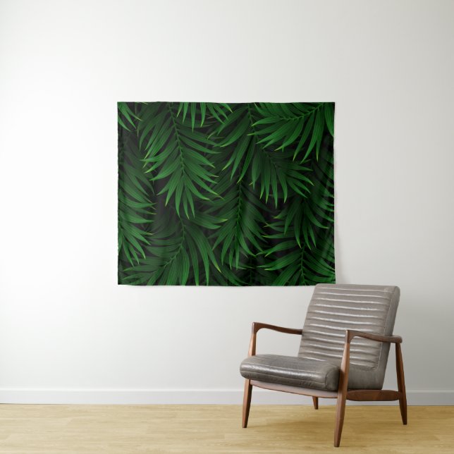 Lush Tropical Palm Leaves Design Tapestry (In Situ (Horizontal))