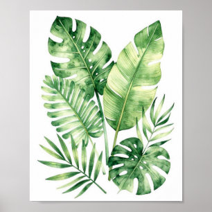 Lush Tropical Paradise: Hand-Painted Watercolor Bo Poster