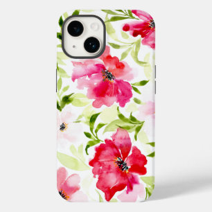 Lush tropical red pink floral flowers leaves speck Case-Mate iPhone 14 case