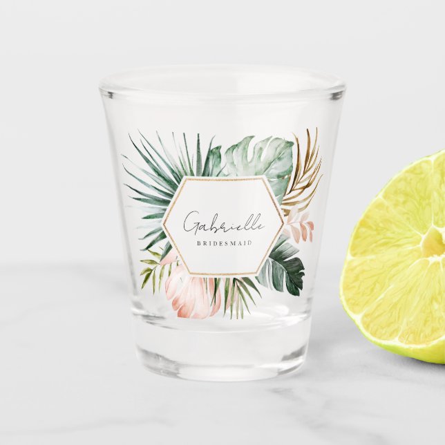 Lush Tropics Bridesmaid Shot Glass (Front)