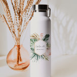Lush Tropics Bridesmaid Water Bottle<br><div class="desc">The Lush Tropics Collection features hand-painted tropical greenery that include beautiful watercolor monstera and palm leaves. The gorgeous colour palette of lush greens,  delicate blush and elegant gold foil is perfect for the modern summer event.</div>