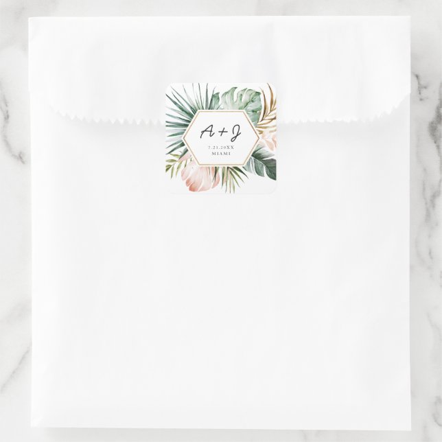 Lush Tropics Favour Square Sticker (Bag)