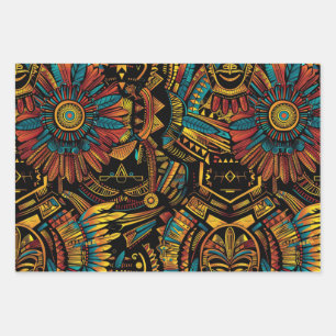 Lush Turquoise "Aztec Dream" Elegant Wrapping Pape Wrapping Paper Sheet