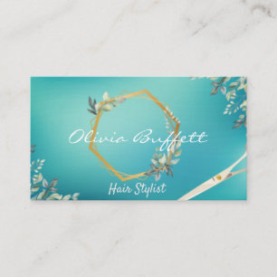 Lush Turquoise Greenery floral Rose Gold Business Card