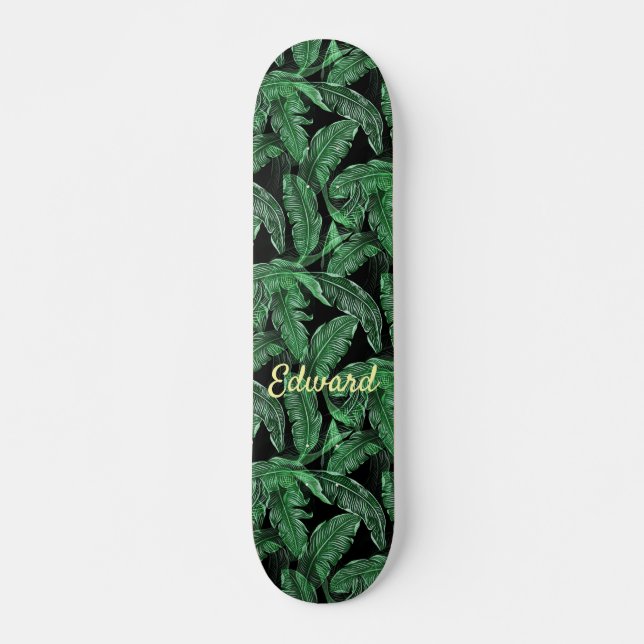 Lush Warm Jungle Leaves Skateboard (Front)