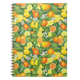 Lush Watercolor Citrus Fruit Spiral Photo Notebook