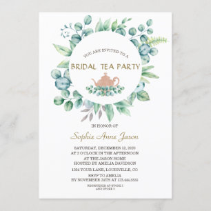 Lush Watercolor Eucalyptus Bridal Tea Party Invitation