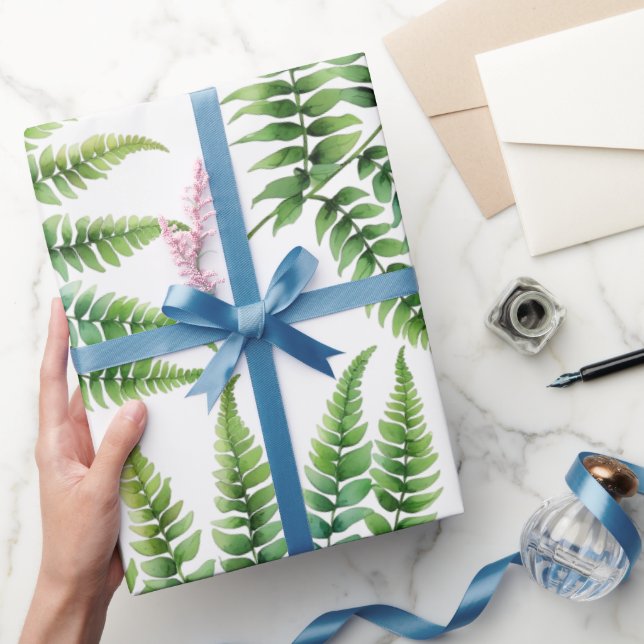 Lush Watercolor Fern Wrapping Paper (Gifting)
