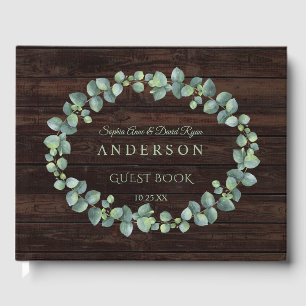 Lush Watercolour Eucalyptus Wreath Wedding Guest Book