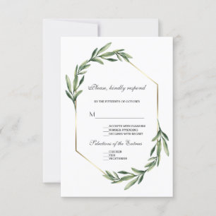 Lush Watercolour Greenery Geometric Wedding RSVP Card