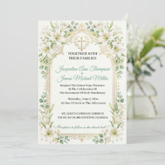 Lush White Lilies Wedding Invitation