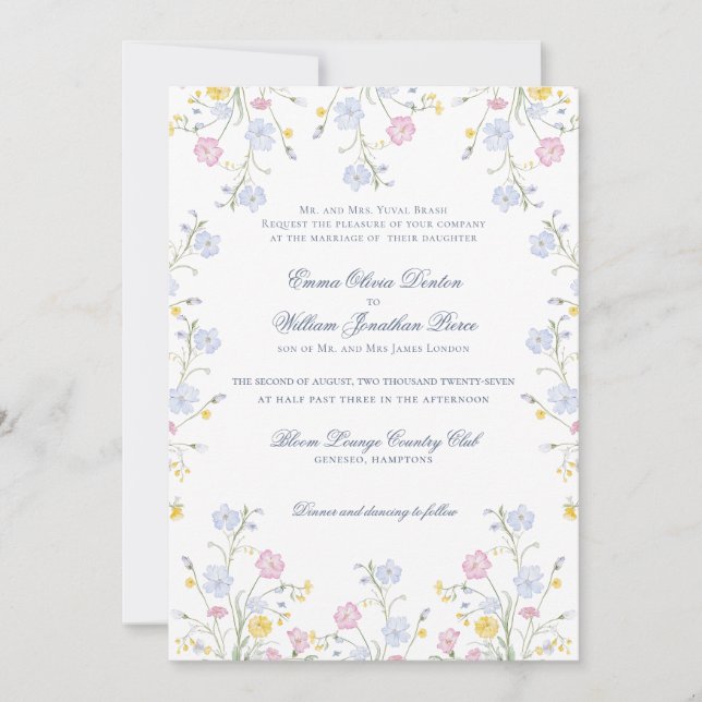 Lush Wildflower Meadow Wedding Invitation (Front)