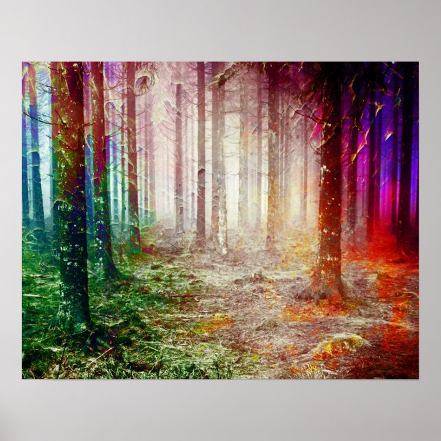 Lush Woods Forest Landscape Painting Poster (Front)
