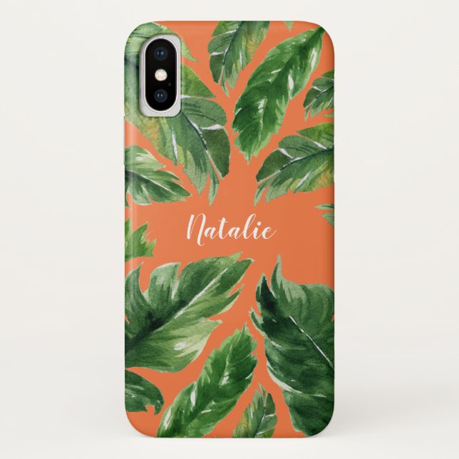 Lushious green tropical leaf modern botanical Case-Mate iPhone case (Back)