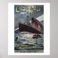 Lusitania - Vinatge Cunard Line steamship poster