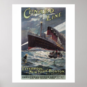 Lusitania - Vinatge Cunard Line steamship poster