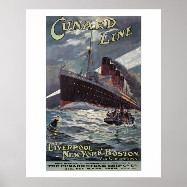 Lusitania - Vinatge Cunard Line steamship poster (Front)