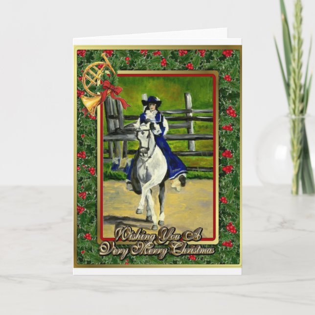 Lusitano Dressage Horse Blank Christmas Card (Front)