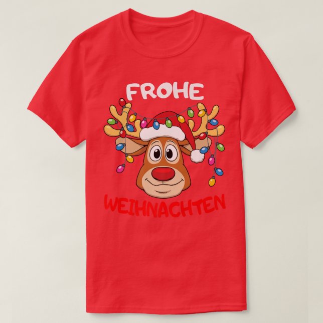 Lustige Rentier Frohe Weihnachten Merry Christmas  T-Shirt (Design Front)