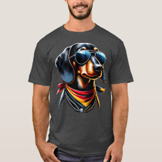Lustiger Dackel mit Flagge Deutschland Witzig Cool T-Shirt