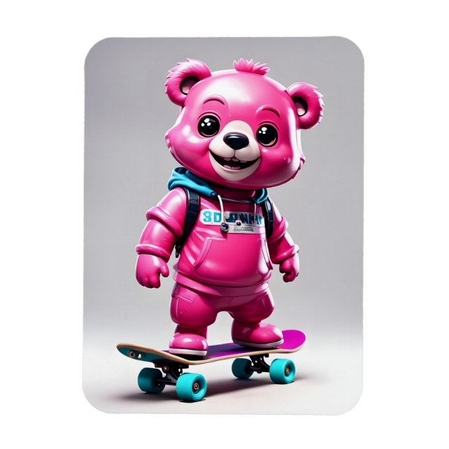 Lustiger Skater Bär Magnet (Vertical)