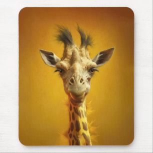 Lustiges Giraffenportrait Mouse Mat
