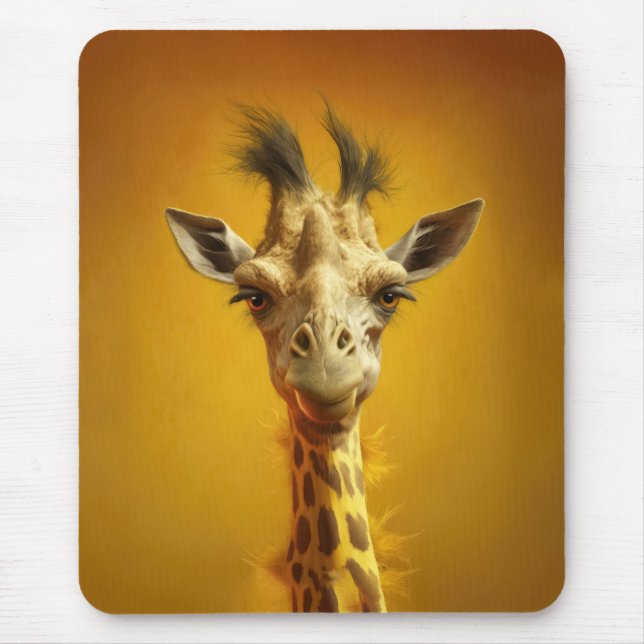Lustiges Giraffenportrait Mouse Mat (Front)