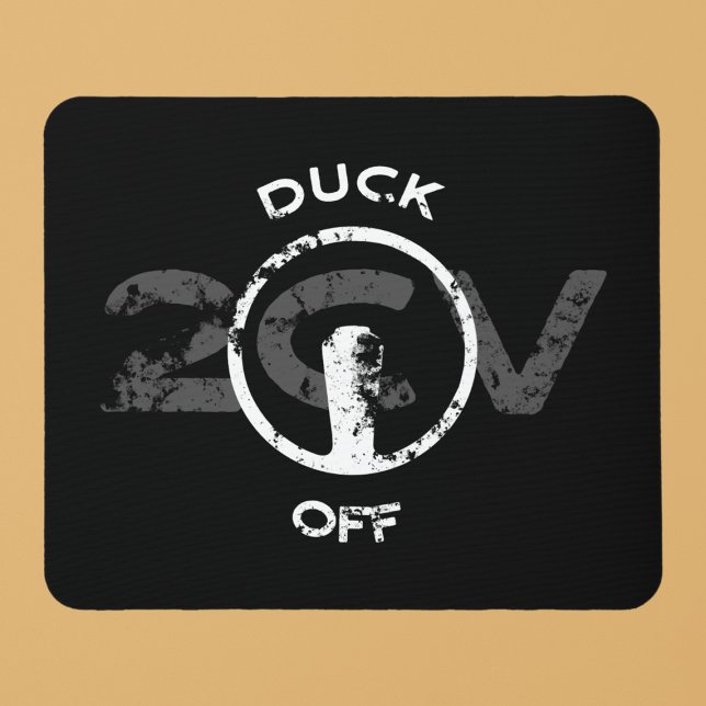 Lustiges Oldtimer 2cv Duck Off Statement Mouse Mat (2CV Mouse Pad in Black with a White Steering Wheel Illustration of the Deux Chevaux )