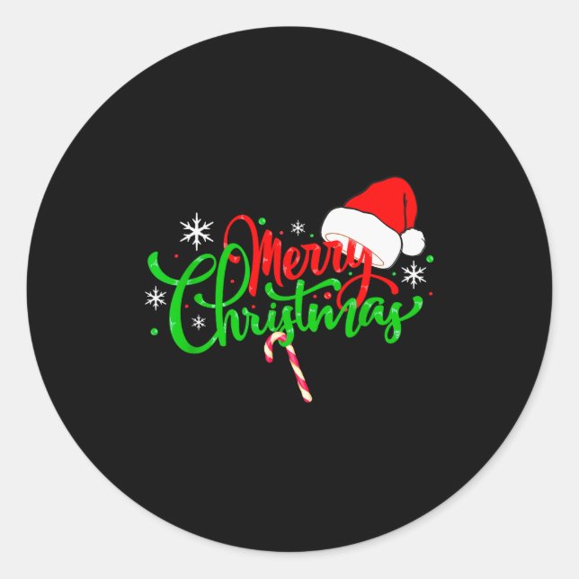 Lustiges Weihnachts Geschenke Merry Christmas Funn Classic Round Sticker (Front)