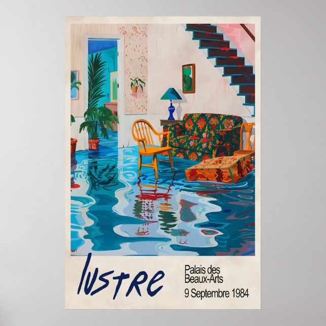 Lustre Paris Exhibit Poster Surreal Flooded Room (Front)