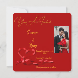 Lustrous Love : Red and Gold Wedding Invitation