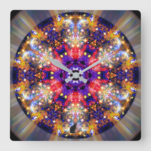 Lustrous Stellar Kaleid Square Wall Clock (Front)