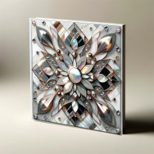 Lustrous Symmetry - Mother of Pearl Designer Tile