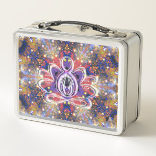 Lustrous Zen Lotus Metal Lunch Box