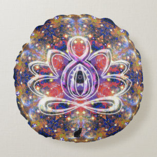 Lustrous Zen Lotus Round Pillow