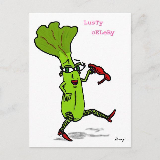 Lusty Celery Postcard (Front)