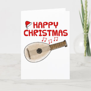 Lute Christmas Card Lutenist Folk Musician