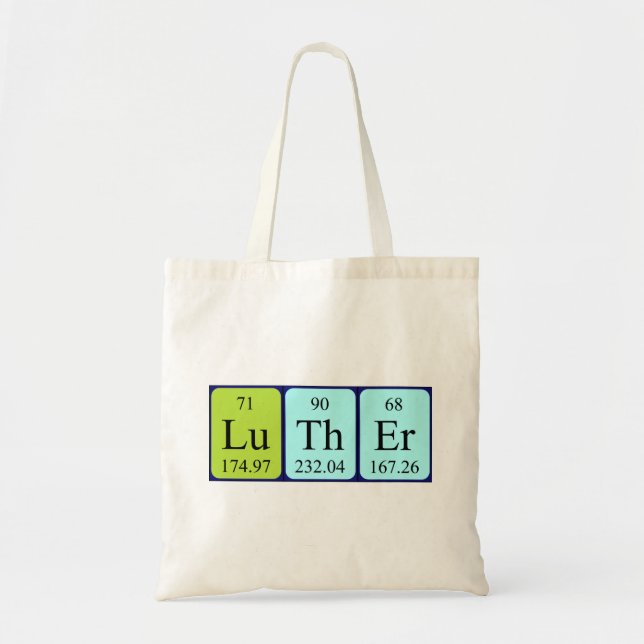 Luther periodic table name tote bag (Front)