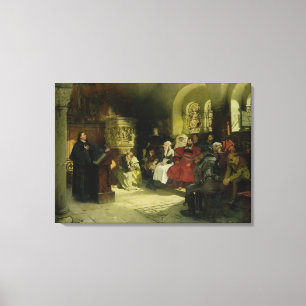 Luther Preaches using his Bible Translation Canvas Print