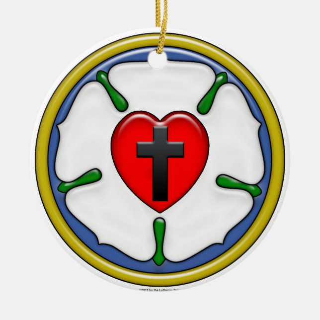 Luther Rose Embossed-Look Ceramic Tree Decoration (Front)