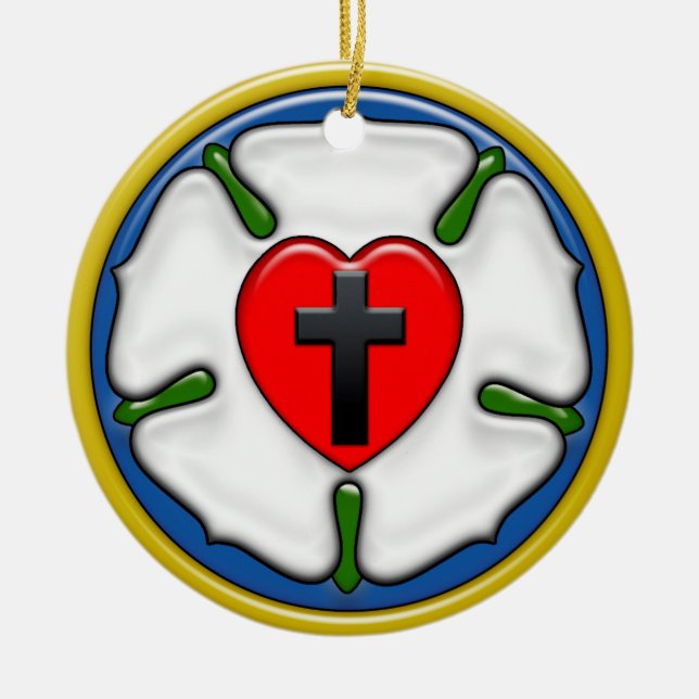 Luther Rose Embossed-Look Ceramic Tree Decoration (Front)