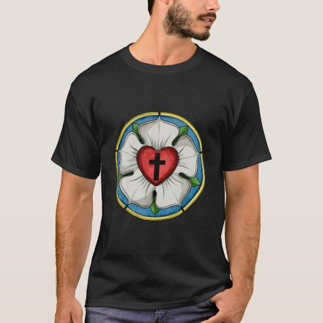 Luther Rose Seal Lutheran Symbol Christian Cross T-Shirt (Front)