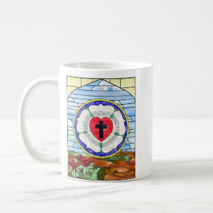 Luther Rose Stained Glass Coffee Mug
