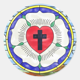 Luther Rose Stained Glass Window Classic Round Sticker